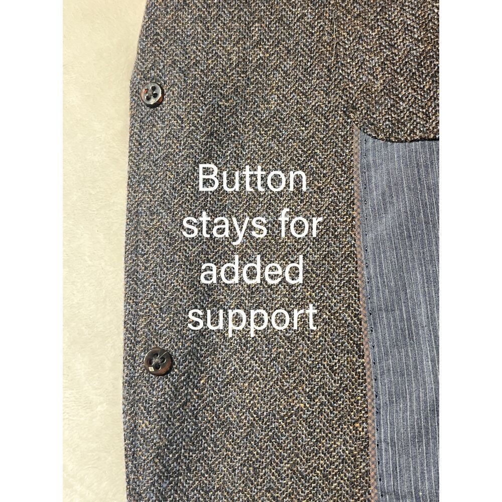 Joseph Abboud XL 44R Blue Gray Herringbone Tweed Texture Blazer Sport Jacket - Picture 6 of 15